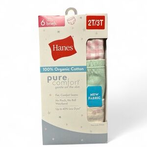 Hanes Organic Cotton Briefs 2T/3T New